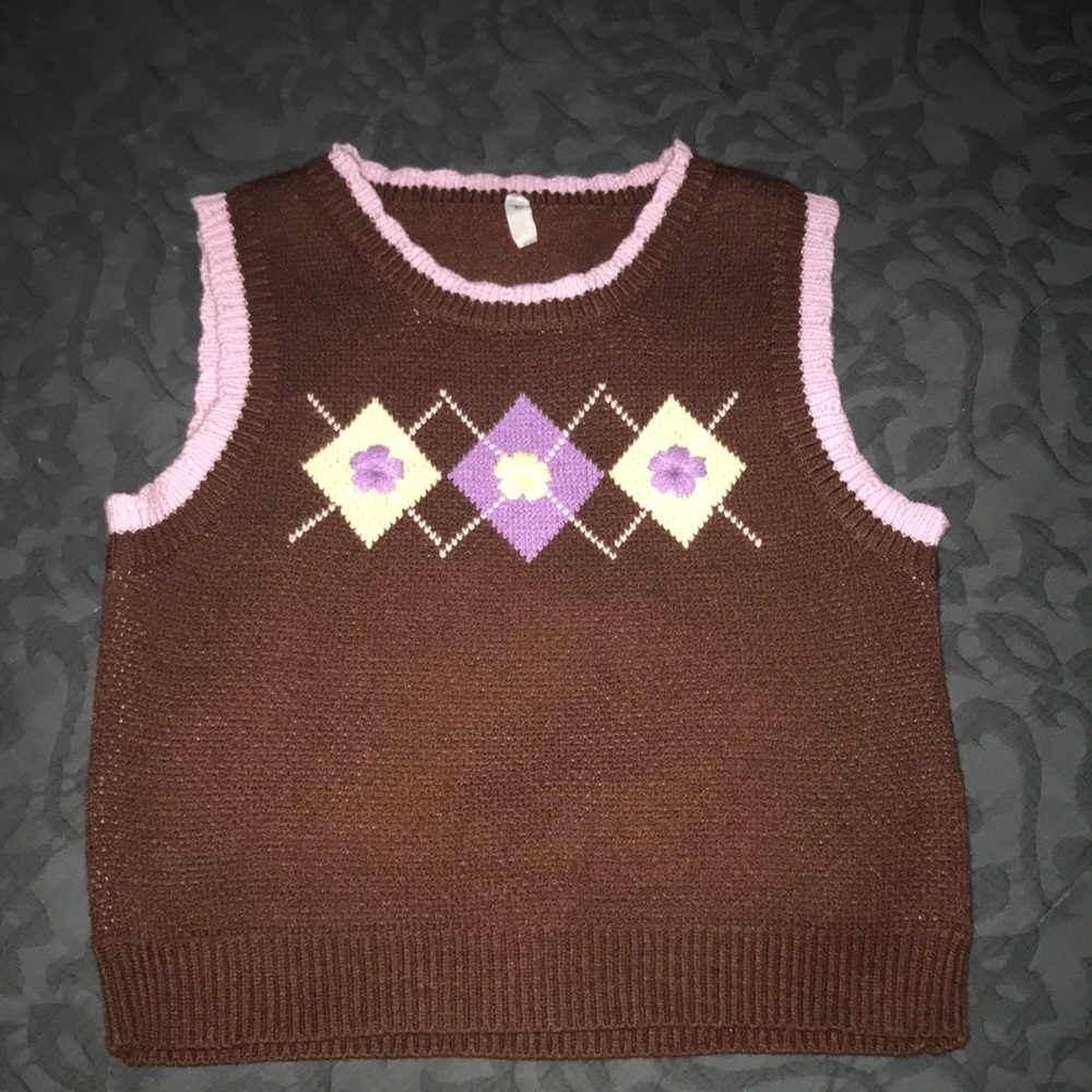Cropped Knit Sweater Vest